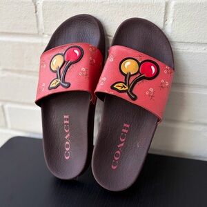 Coach Udele Sport Slides with Limited Edition Cherry Print Detail, SZ 7 🍒